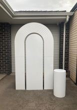 Load image into Gallery viewer, Mdf wooden backdrop 2.15m h x 1.2m w +1 Ripple plinth (not include flowers, balloon & decals)