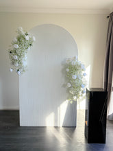 Load image into Gallery viewer, Package Hire includes 1 ripple backdrop 2.15m H x 1.2m W +1 plinth + 2 flowers