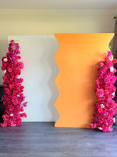 Load image into Gallery viewer, Package Hire includes 2 MDF Wooden backdrops 2m H x 1.2m W each + 2 flowers (no decal)