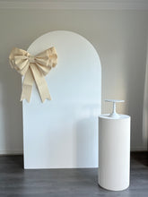 Load image into Gallery viewer, Package Hire From $80 includes 1 backdrop 2.15cm H x 1.2m W + 1 ripple plinth + 1 Bow