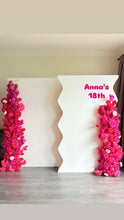 Load image into Gallery viewer, Package Hire includes 2 MDF Wooden backdrops 2m H x1.2m W + 2 flowers (no decal)