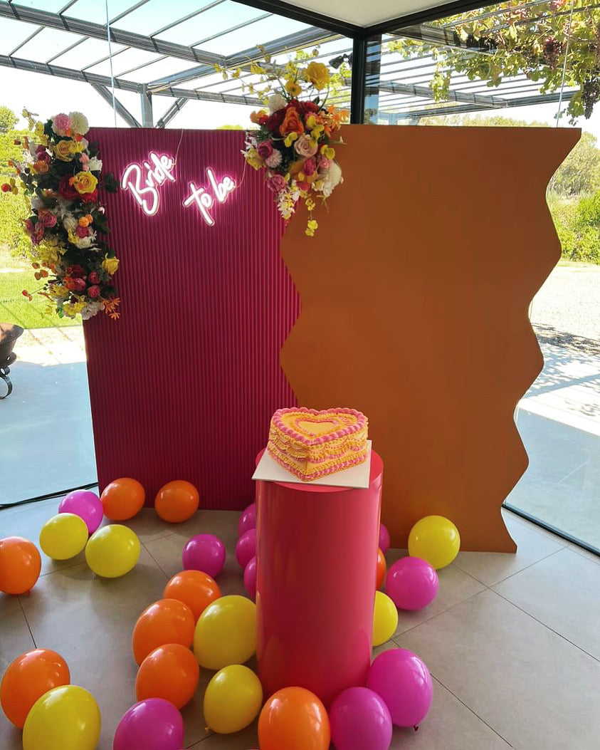 Ripple & Wavy backdrops + 1 plinth package TT Party Hire