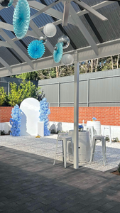 Package Hire includes 1 MDF Wooden backdrop + 1 plinth + 2 flowers