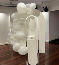 Load image into Gallery viewer, Mdf wooden backdrop 2.15m h x 1.2m w +1 Ripple plinth (not include flowers, balloon &amp; decals)
