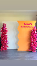 Load image into Gallery viewer, Package Hire includes 2 MDF Wooden backdrops 2m H x 1.2m W each + 2 flowers (no decal)
