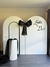 Load image into Gallery viewer, 2 MDF Wooden backdrops + Ripple plinth + Bow, 2.15m H x 1.2m W each
