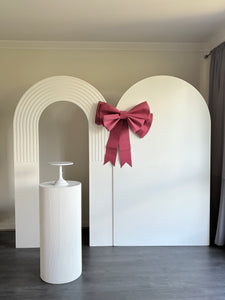 2 MDF Wooden backdrops + Ripple plinth + Bow, 2.15m H x 1.2m W each