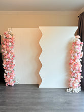Load image into Gallery viewer, Package Hire includes 2 MDF Wooden backdrops 2m H x 1.2m W each + 2 flowers (no decal)

