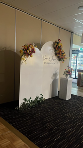 Package hire includes 3 flowers +1 plinth +2 backdrop
