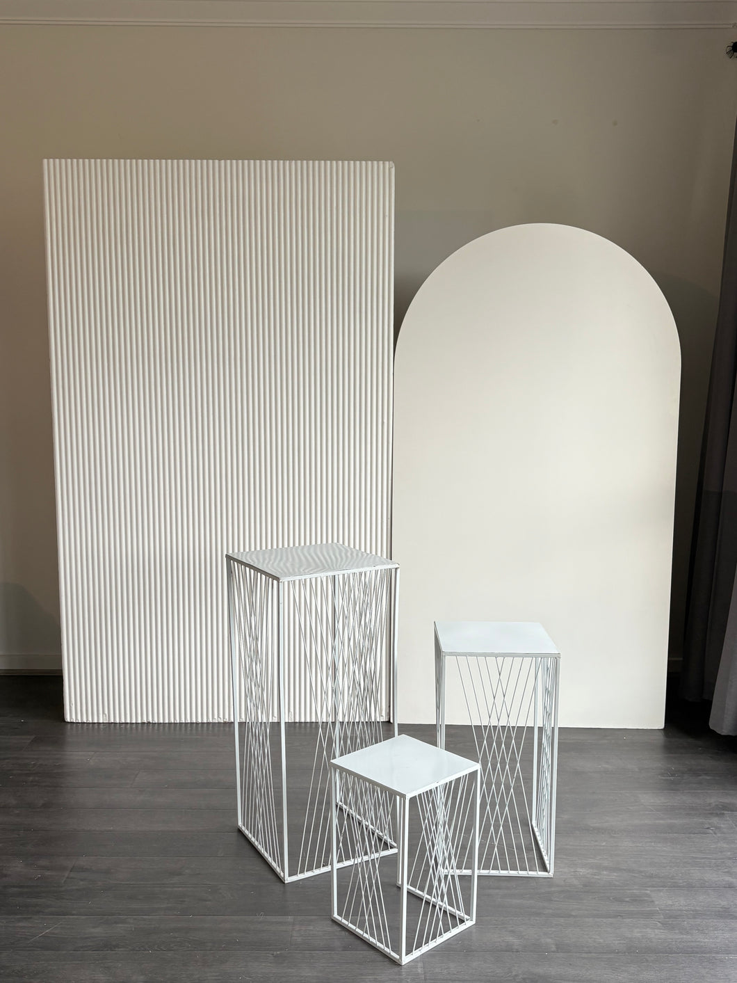 2 MDF Wooden backdrops, 2m H x 1.2m W & 1.8m H x 1m W (not include plinth)