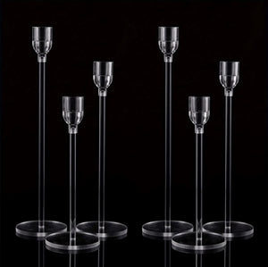 3pcs set acrylic candle holder ,size 21,26,31 H include led candles & batteries