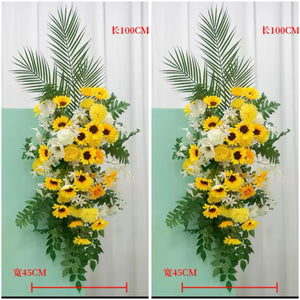 2 Mdf wooden backdrops + 1 plinth + 2 flowers