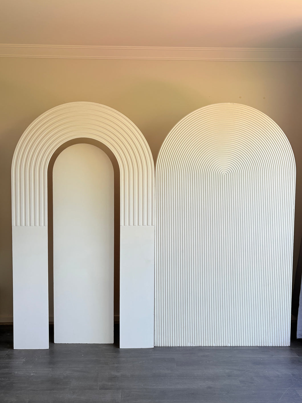 2 MDF Wooden ripple backdrops size 2.15m H x 1.2m W each