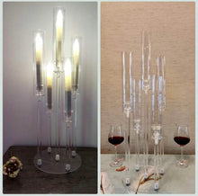 Load image into Gallery viewer, 5 arms Clear acrylic candle holder , 66cm H include led candles &amp; batteries
