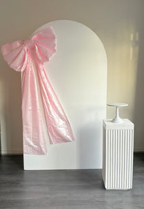 Package Hire includes 1 MDF wooden backdrop 2.15m H x 1.2m W + 1 plinth + Bow