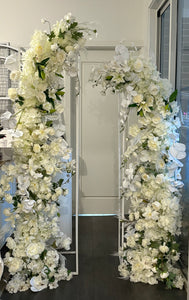 2 Artificial silk flowers & stands,  size 210cm -190cm h x 70cm w