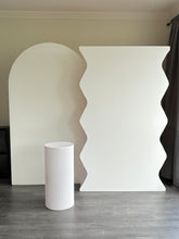 Load image into Gallery viewer, Package Hire includes 2 MDF Wooden backdrops 2.15-2m H x 1.2m W each + 1 ripple plinth
