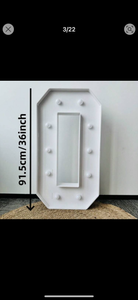 Light Foam board Warm white light up number, batteries included, 91cm H
