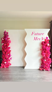 Package Hire includes 2 MDF Wooden backdrops 2m H x1.2m W + 2 flowers (no decal)