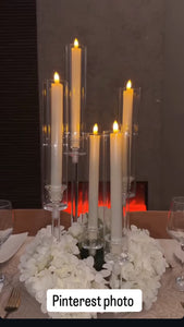 5 arms Clear acrylic candle holder , 66cm H include led candles & batteries