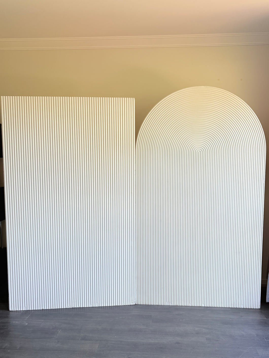 2 MDF Wooden ripple backdrops size 2-2.15m H x 1.2m W each