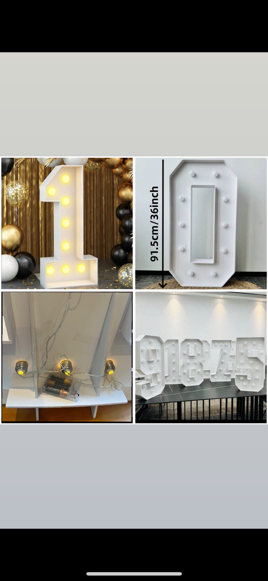 Light Foam board Warm white light up number, batteries included, 91cm H