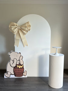 Package includes 1 backdrop 2.15cm H x 1.2m W + 1 ripple plinth + foam board + Bow