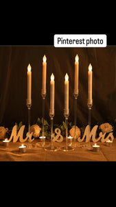 3pcs set acrylic candle holder ,size 21,26,31 H include led candles & batteries