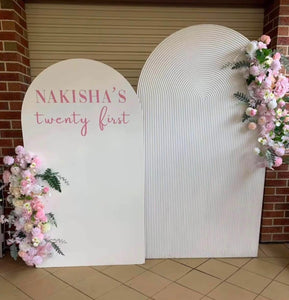 2 backdrops + 2 flowers (not include decals) size 2.15m H x 1.2m W & 1.7m H x 1m W