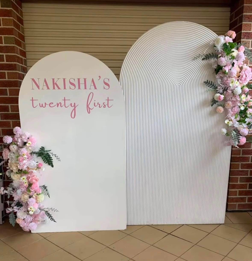 2 backdrops + 2 flowers (not include decals) size 2.15m H x 1.2m W & 1.7m H x 1m W