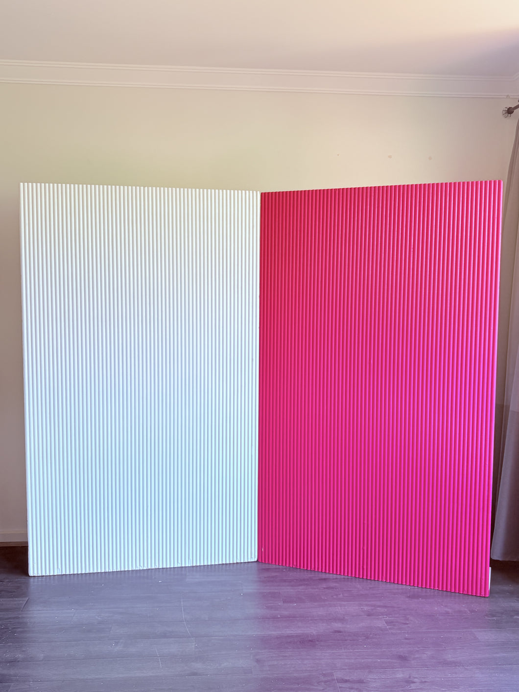 2 MDF Wooden backdrops, 2m H x 1.2m W each